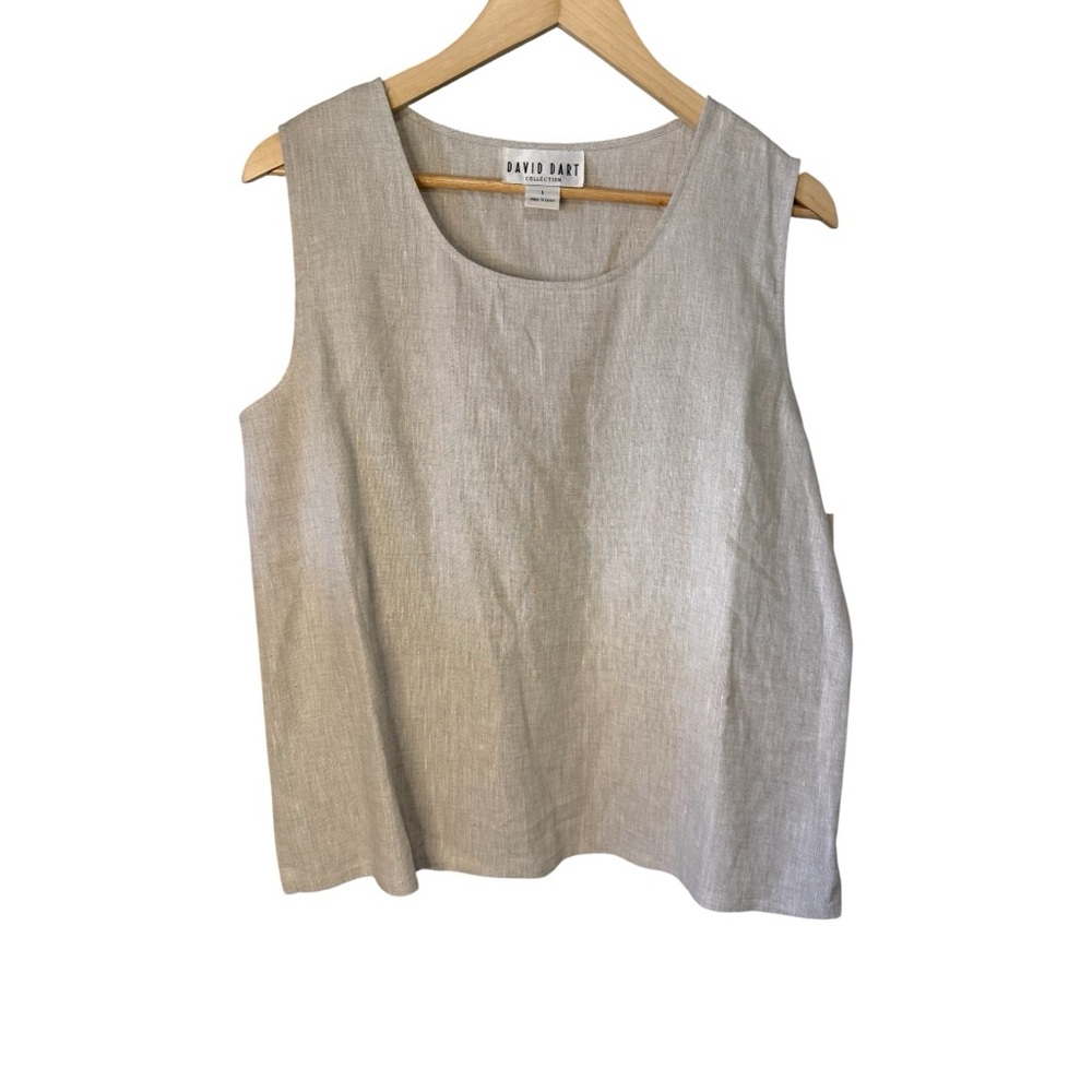 NWT David Dart Collection 100% Linen beige Khaki Tank Top SIZE Large
